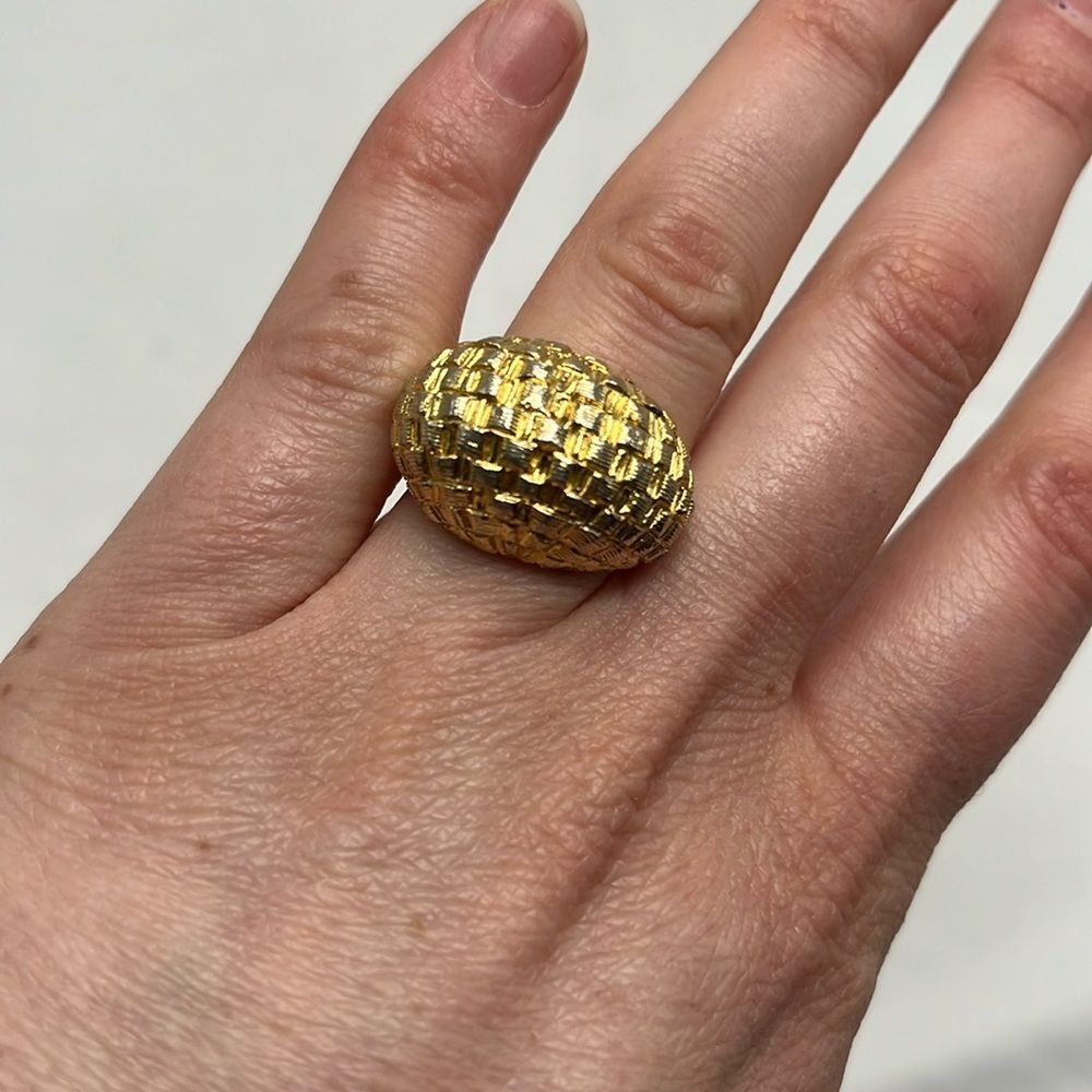 Vintage Gold Toned Chunky Woven Ring